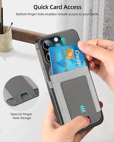 ExtreLife For Magsafe Wallet, Strongest Magnetic Wallet for iPhone 17/16/15/14/13/12 Series, Magnetic Card Holder with 2 Card Slots, RFID Blocking, Vegan Leather, Hold 7 Cards, Gray - Image 7