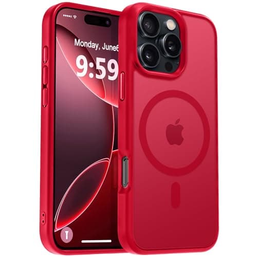 MOCCA Strong Magnetic for iPhone 16 Pro Max Phone Case, [Compatible with Magsafe][16FT Mil-Grade Drop Protection] Slim Thin Translucent Matte Protective Cover Case for iPhone 16 Pro Max Case, Red - Image 1