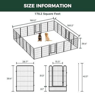 FXW Rollick Unleashed Dog Playpen for Indoor, Yard, RV Camping, 40 inch 24 Panels for Medium and Large Dogs, Black│Patented - Image 6