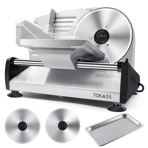 Meat Slicer, 200W Electric Deli Food Slicer with 2 Removable 7.5'' Stainless Steel Blades and Tray, Adjustable Thickness for home use,Child Lock Protection,Easy to Clean,Cuts Meat, Bread and Cheese - Image 1