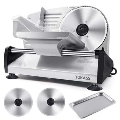 Meat Slicer, 200W Electric Deli Food Slicer with 2 Removable 7.5'' Stainless Steel Blades and Tray, Adjustable Thickness for home use,Child Lock Protection,Easy to Clean,Cuts Meat, Bread and Cheese - Image 1