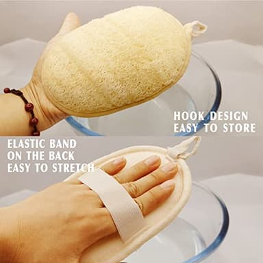 Natural Loofah Sponge Exfoliating Body Scrubber (3 Pack),Made with Eco-Friendly and Biodegradable Shower Luffa Sponge, Loofah for Women and Men, Beige - Image 3