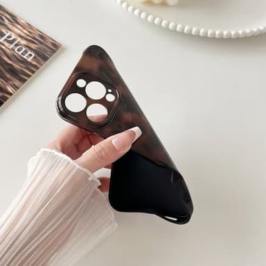 Huahuacase Compatible with for iPhone 15 Pro Case, Tortoise Shell Chic Amber Brown Print Leopard, Classic Soft TPU Protective Shockproof Case for iPhone 15 Pro 6.1 ''Color2 - Image 4