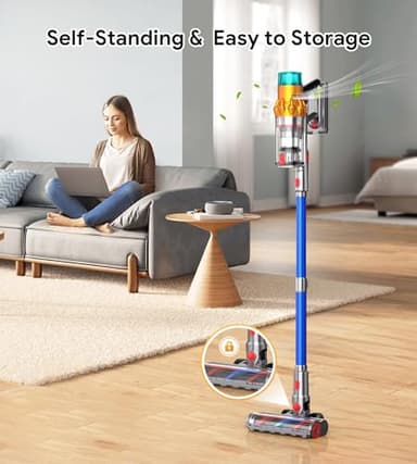 REBANIC Cordless Vacuum Cleaners for Home,8-in-1/65Min/600W/48Kpa Powerful Suction,Self-Standing Cordless Stick Vacuum Cleaner,Lightweight Anti-Tangle Rechargeable Vacuum for Floor/Carpet/Pet Hair/Car - Image 4
