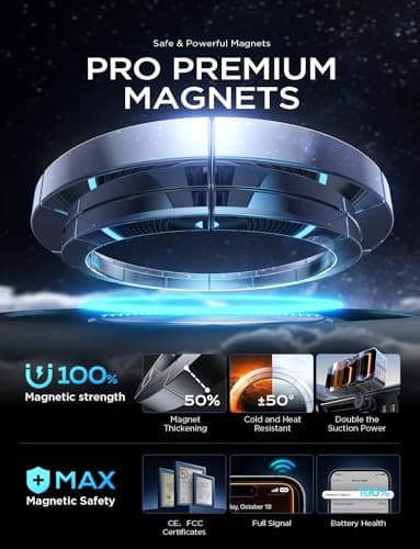 LISEN for iPhone 17 Air for Magsafe 360 Degree Car Phone Holder, Dashboard Holder, Magnetic Holders for Car Dash, Clip Cell Cars Holders for Your Rearview Mirror, for iPhone 17 Pro Max 16 15 14 13 12 - Image 6