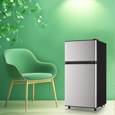 WANAI Mini Fridge with Freezer, 3.5 cubic feet 2- Doors Small Refrigerator Features 7 Gear Mechanical Control, Side Bottle Rack, Ideal for Dorm, Kitchen, Apartment, Office, Silver - Image 9