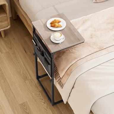 Vagusicc C Shaped End Table, 33'' Tall Side Table for Couch, Adjustable Height Small Couch Side Table for Small Spaces, C Table Slide Under Sofa Table TV Tray Arm Table for Living Room, Bedroom, Grey - Image 4