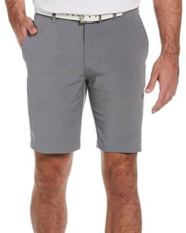 PGA TOUR Men’s 9” Flat Front Horizontal Textured Golf Shorts, 4-Way Stretch, Moisture-Wicking, Sun Protection, Dk Grey Htr, 46 - Image 1