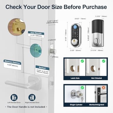Smart Deadbolt, SMONET Fingerprint Electronic Deadbolt Door Lock with Keypad-Bluetooth Keyless Entry Front Door Digital Keypad App Control, Ekeys Sharing, App Monitoring Auto Lock for Homes and Hotel - Image 7
