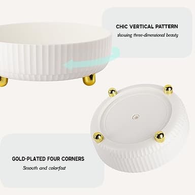 Anyoifax Makeup Perfume Organizer Tray 360 Degree Rotating Lazy Susan Skincare Lotion Organizer Spinning Cosmetics Storage for Dresser, Vanity, Bathroom Countertop, Small Ivory White - Image 3