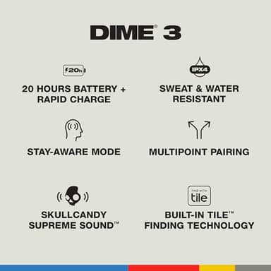 Skullcandy Dime 3 In-Ear Wireless Earbuds, 20 Hr Battery, Microphone, Works with iPhone Android and Bluetooth Devices - Black (Renewed) - Image 4