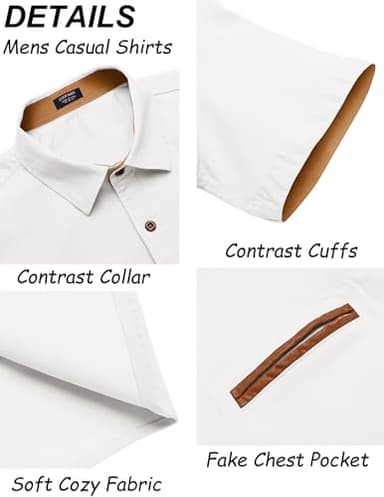 COOFANDY Mens Cotton Denim Work Shirts Short Sleeve Regular Fit Casual Button Down Shirts - Image 5