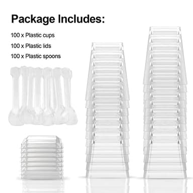 EASERCY 100 Pack 5 oz Plastic Dessert Cups with Lids, Yogurt Parfait/Appetizer Cup with Lids for Party, Mini Dessert Cups with Spoons Dessert Shooter Cups for Pudding, Fruit and Ice Cream - Image 3