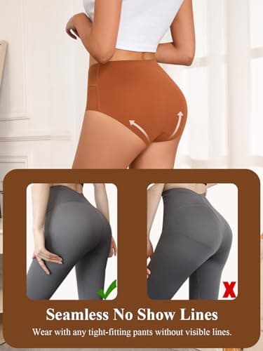 HOHOCHIN Women's Seamless Underwear High Waisted Tummy Control No Show Panties Full Coverage Stretch Briefs 4 Pack - Image 5