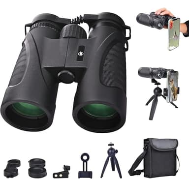 Elevon 12x42 HD Binoculars for Adults, High Powered Lightweight Binoculars Set with Phone Adapter & Tripod BAK4 Prism for Bird Watching Hunting Travel Stargazing - Image 1