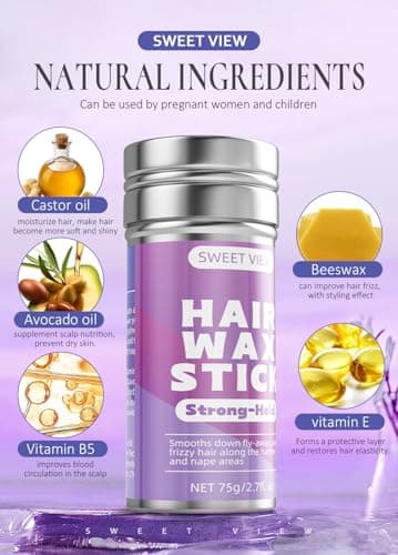 SWEET VIEW Hair Wax Stick & Slick Back Hair Brush for Tame Flyaways, Frizz, Sleek Ponytail, Buns | Pomade/Balm/Gel Stick for Woman, Styling Accessories for Girls, Kids - Image 7