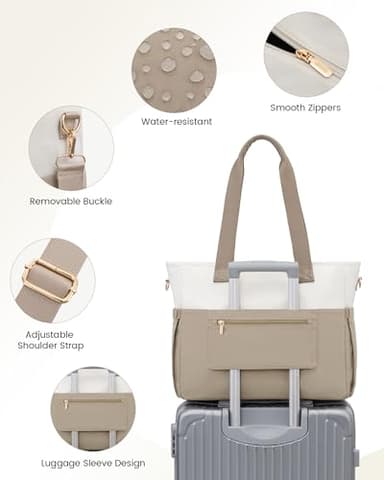 LOVEVOOK Laptop Bag for Women 15.6 Inch Canvas Laptop Large Capacity Work Bags Mutiple Pockets Teacher Bag Water Resistant Computer Bags for Business Travel Nurse, Khaki - Image 6