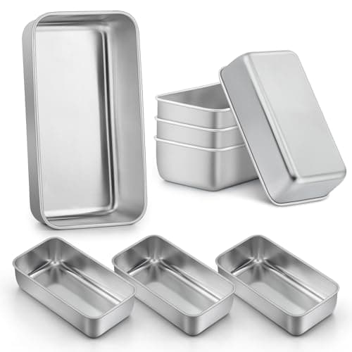 LIANYU 8 Pack 9x5 Inch Loaf Pans for Bread Baking, Stainless Steel Baking Bread Pans, Small Loaf Tins for Homemade Brownies and Pound Cakes, Dishwasher Safe - Image 1