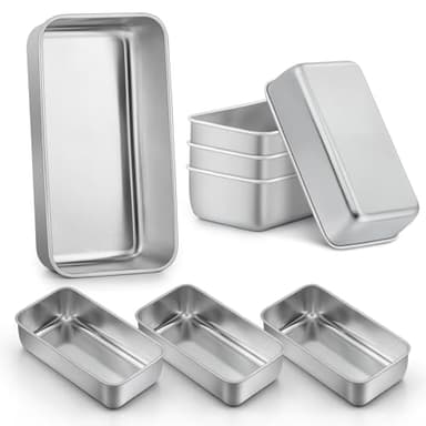 LIANYU 8 Pack 9x5 Inch Loaf Pans for Bread Baking, Stainless Steel Baking Bread Pans, Small Loaf Tins for Homemade Brownies and Pound Cakes, Dishwasher Safe - Image 1