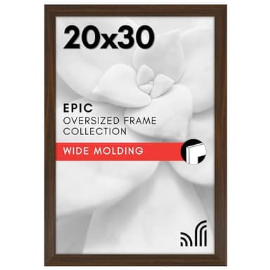 Americanflat 20x30 Poster Frame with Polished Plexiglass - Wide Picture Frames Made of Engineered Wood for Vertical or Horizontal Wall Display - Epic Collection - Walnut - Image 1