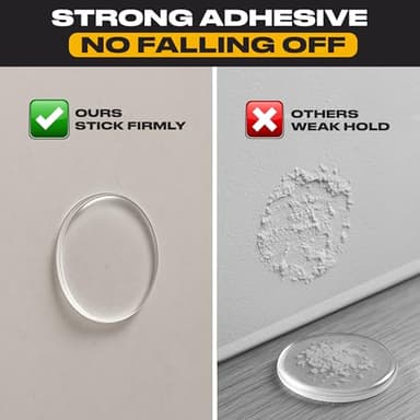 Door Stoppers for Wall 2" (8 Pack) - Self Adhesive & Discreet Door Knob Wall Protector - Quiet Door Bumper with Strong Back Adhesive - Rubber Door Stops - Shock Absorbent Door Handle Stopper - Image 5