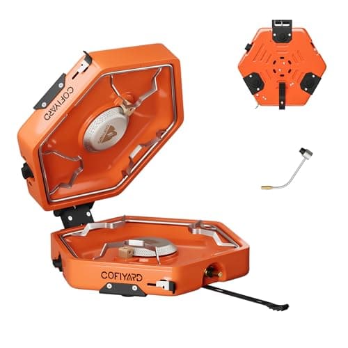 Cofiyard Propane 2 Burner Camping Stove with Carrying Bag, Portable Folding Gas Stove for Camping, Backpacking Camp Stove for Outdoor Cooking, With 17,000 BTU Adjustable Burners for BBQ, Tailgating - Image 1