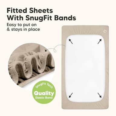 2-Pack Waterproof Baby Crib Sheets for Boys, Girls - 52x28 Viscose Derived from Bamboo Toddler Bed Sheet Neutral, Fitted Crib Mattress Protector Cover for Baby Bedding, Soft & Gentle (Ecru) - Image 6