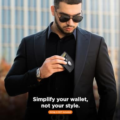 SERMAN BRANDS AirTag Wallet - RFID Blocking Mens Minimalist Money Clip Wallet for Airtag - Full Grain Leather - Slim Bifold. Front Pocket Apple Air tag Wallets for men. Gift (Charcoal Transformer Air - Image 2