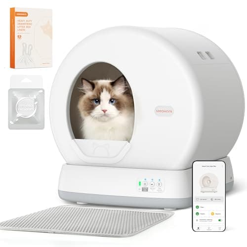 MeoWant Self-Cleaning Cat Litter Box, Integrated Safety Protection Automatic Cat Litter Box for Multi Cats, Extra Large/Odor Removal/APP Control Smart Cat Litter Box with Mat & Liner - Image 1