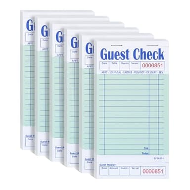 DGBDPACK 6 Guest Checks for Servers, Server Note Pads, Waiter Checkbook, Waitress Notepad for Restaurants, 50 Sheets/Pack, 300 Total Tickets,Thin Paper Checks - Image 1