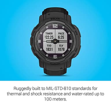 Garmin Instinct Crossover Solar - Tactical Edition, Rugged Hybrid Smartwatch with Solar Charging Capabilities, Tactical-Specific Features, Analog Hands and Digital Display, Black - Image 4