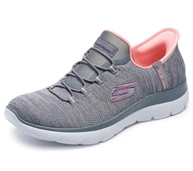 Skechers Sport Women's Women's Hands Free Slip-INS Summits-Everyday Set Sneaker, GYCL=Grey/Coral, 11 Wide - Image 1