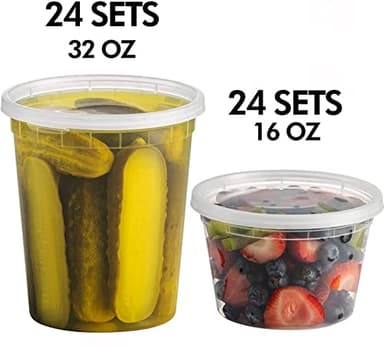 JoyServe Deli Food Storage Containers with Lids - (48 Sets) 24-32 Oz Quart Size & 24-16 Oz Pint Size Plastic Airtight Takeout Meal Prep Storage, BPA-Free, Dishwasher, Microwave Safe - Image 7