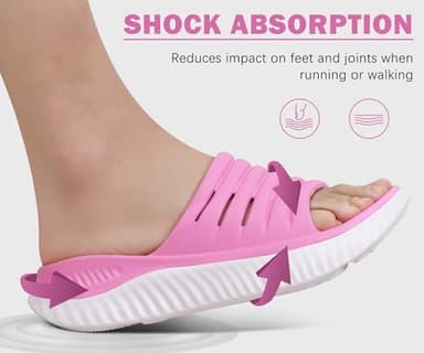 KuaiLu Womens Recovery Sandals Comfortable Plantar Fasciitis Arch Support Ladies Orthopedic Open Toe Slip On Running Sport Walking Slides Thick Athletic Cushion Slippers Summer Sliders Pink Size 6 - Image 6