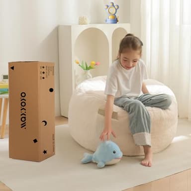 MAXYOYO Bean Bag Chair Bed for Kids, Convertible Bean Bag Folds from Lazy Chair to Floor Mattress Bed, Stuffed Floor Sofa Couch Sofa Bed for Boys and Girls, High-Density Foam Filling, Beige - Image 7
