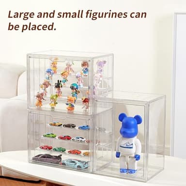 Display Case for Collectibles 4 Layer Updated Adjustable Acrylic Display Case with Magnetic Door Clear Stackable Display Box Hobby Display Cases for Figures, 2 Pack - Image 6