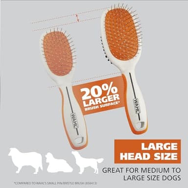 Wahl Premium Pet Double Sided Pin Bristle Brush with Patented Stacked Pin Design for Dogs - Removes Loose Hair & Stimulates the Skin while Creating a Soft Coat Shine - Model 858501 - Image 6