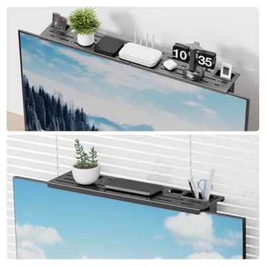 CABTE Steel TV Top Shelf- Adjustable Screen Shelf Floating Stand with 2 Storage Boxes,Computer Screen Shelf for Soundbar, Media Boxes, Game Console, Router and Home,34.65×4.33inch - Image 8