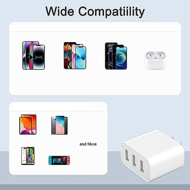 XIANGHONGYIAN 3-Port USB Wall Charger, 3 Pack Compatible with iPhone 14/13/12/11 Pro Max, Mini, SE, XR, XS MAX, XS, X, 8 Plus, iPad Pro, Air, Mini, Samsung Galaxy S5 S6 S7 Edge, LG, Android and More - Image 7