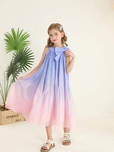 Toddler Girl Tulle Dresses 4T 5T Girl Clothes Ruffle Purple Pink Prom Dress Ombre Summer Toddler Outfits Birthday Beach Sundress for Girl 4 5 Year Old - Image 2