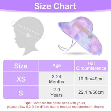 Kids Sun Hat UV Protection Unicorn Summer Beach Play Hats Wide Brim Neck Flap for Girls Boys, Light Purple, 2-9 Years - Image 5