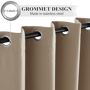 RYB HOME 72 Inches 100% Blackout Curtains for Bedroom, Thermal Insulated Room Darkening Privacy Window Treatment Drapes for Living Room Energy Efficient, Anti-Rust Grommet, Mocha, W52 x L72, 2 Panels - Image 7
