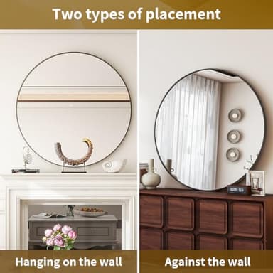 VETROVUE Black Round Mirror, 30 Inch Circle Bathroom Mirror with Metal Frame, Wall-Mounted for Entryway, Bathroom, Vanity, Living Room - Image 3