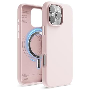 elago Magnetic Silicone Case Compatible with iPhone 16 Pro Max Case 6.9 Inch Compatible with All MagSafe Accessories - Built-in Magnets, Soft Grip Silicone, Shockproof [Lovely Pink] - Image 1