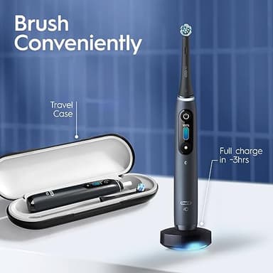 Oral-B iO Series 8 Electric Toothbrush with 2 Replacement Brush Heads and Travel Case, Rechargeable Toothbrush, Black Onyx - Image 8
