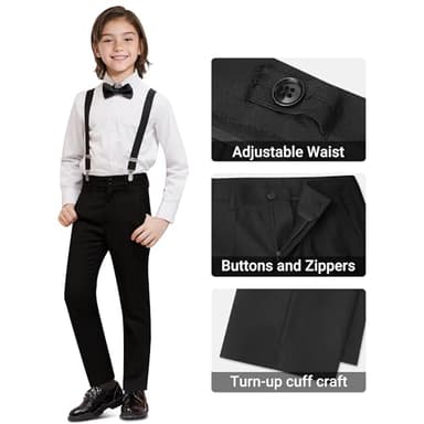 BOLADA Boys' Black Slim Fit Formal Classic 6-Piece Suit Set Size 12 Big Boys Toddler Tuxedos Suits for Kids Teen Youth Wedding Outfit Ring Bearer Outfit - Image 5