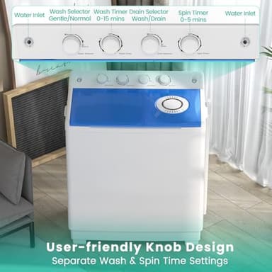 Auertech 40 Lbs Portable Washing Machine, Portable Washer for Apartment with 24 Lbs Washer, 16 Lbs Spinner, Large Top Load Washing Machine for RV Dorm - Image 5
