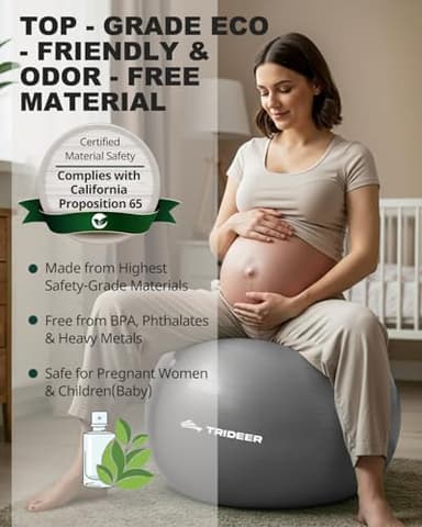 Trideer Yoga Ball for Pregnancy Office Ball Chair– Exercise Ball for Birthing, Labor, Stretching & Core Workout – Anti-Burst, Slip-Resistant for Home Gym, Flexible Seating & Physical Therapy - Image 7