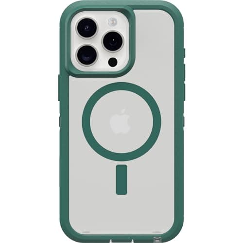 OtterBox iPhone 15 Pro MAX (Only) Defender Series XT Clear Case - Velvet Evergreen (Clear), screenless, Rugged, Snaps to MagSafe, Lanyard Attachment - Image 1