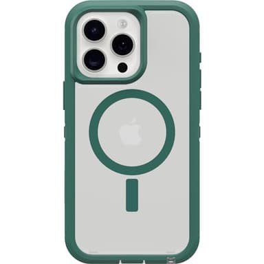 OtterBox iPhone 15 Pro MAX (Only) Defender Series XT Clear Case - Velvet Evergreen (Clear), screenless, Rugged, Snaps to MagSafe, Lanyard Attachment - Image 1